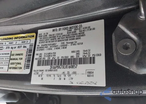 2020 Ford Fusion S from USA, damaged, VIN 3FA6P0G7XLR160857